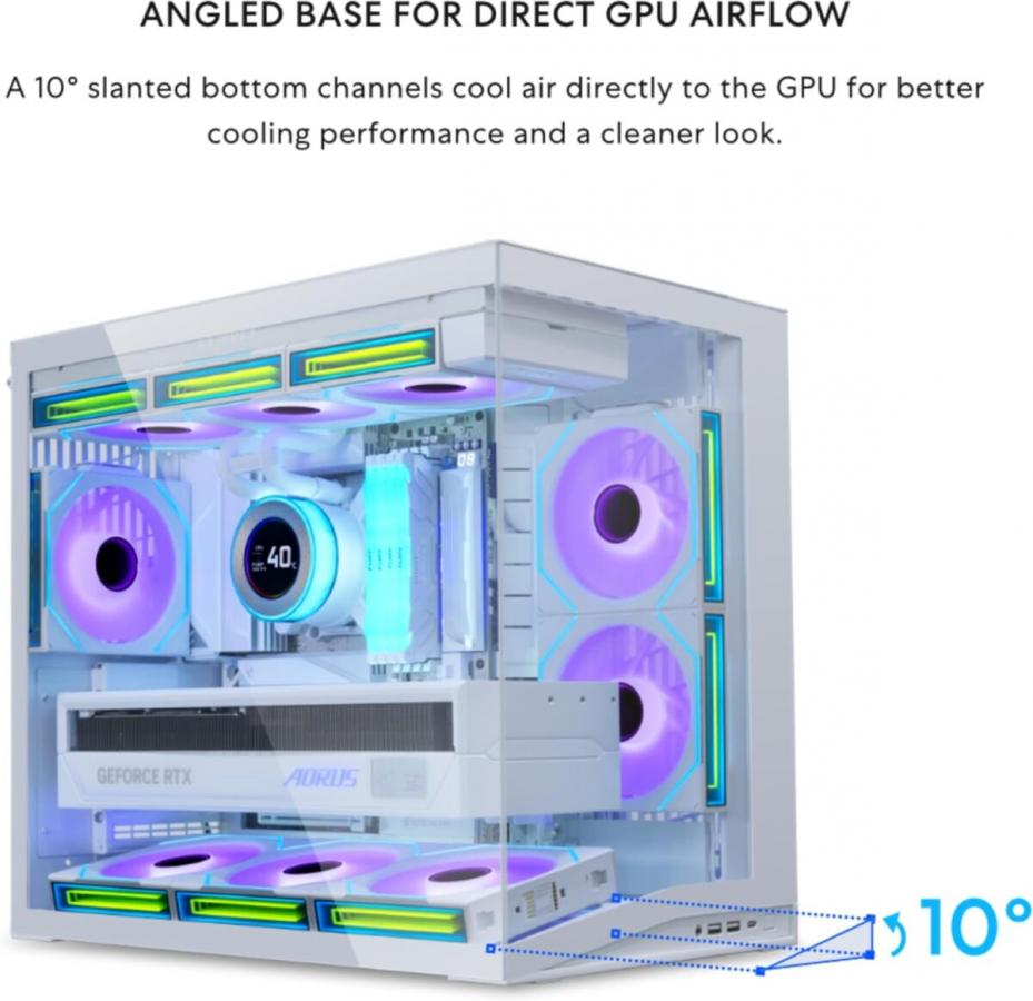 Lian Li O11D Mini V2 WHITE - ATX PC GAMING CASE - IMPROVED AIRFLOW - GPU SUPPORT BRACKET