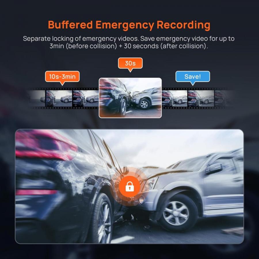 70mai A800SE-1 Front & Rear Dash Cam 4k w. 3inch screen set w. Rearview Cam - 2160p 140FOV