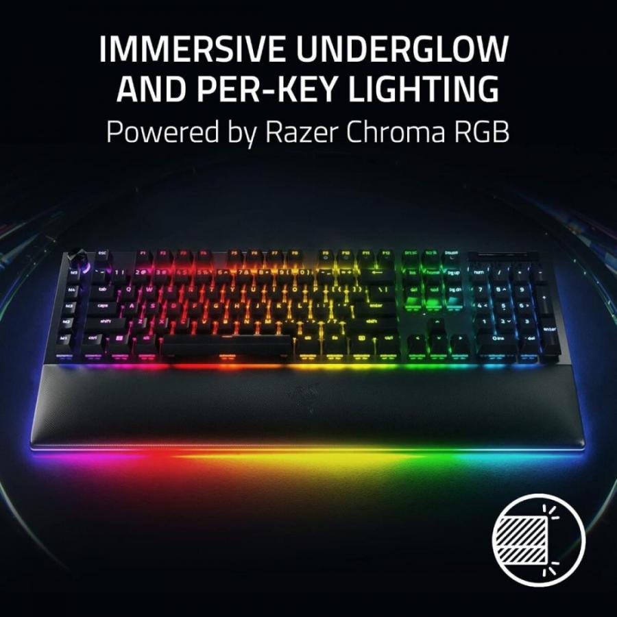 Razer BLACKWIDOW V4 PRO UK LAYOUT - Gaming Mechanical RGB Keyboard - Green Clicky Switches - Macros