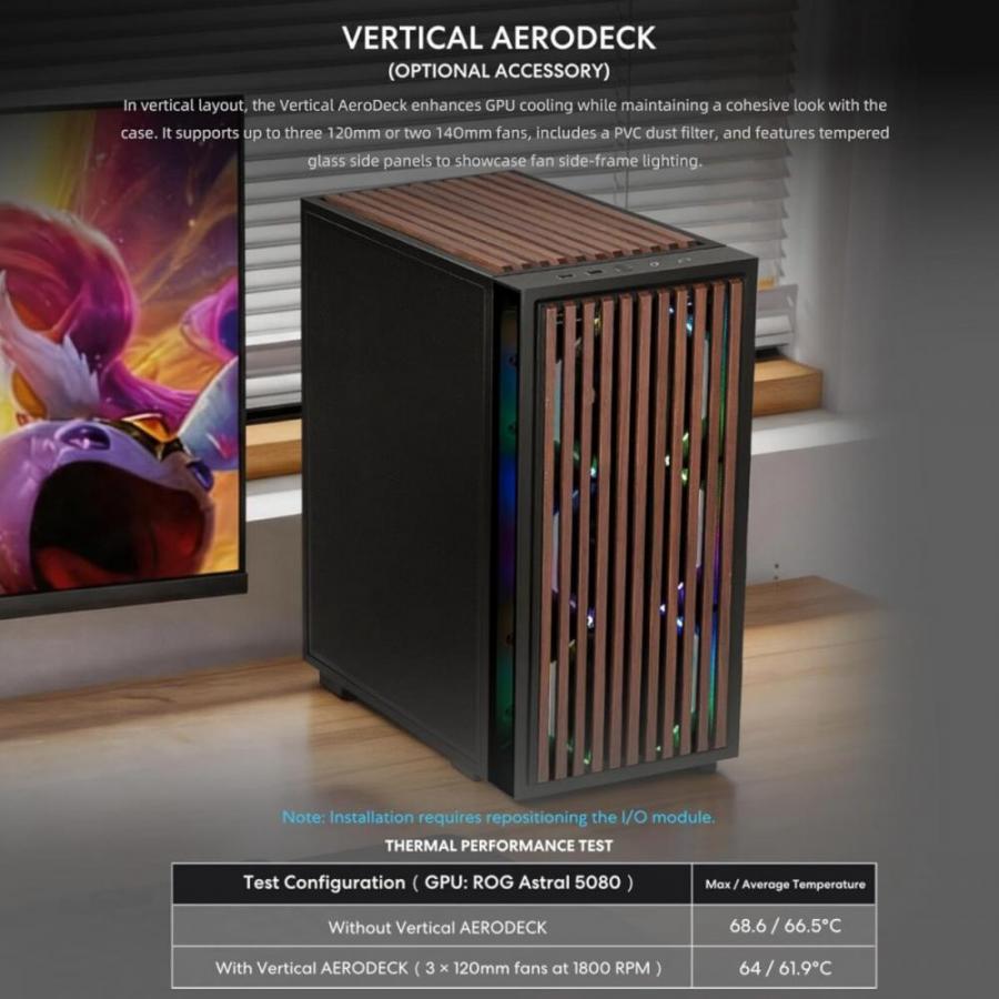 Lian Li Dan-B4 Wood Black - mATX Mesh - PC Gaming Case - 2x 120 Fans Included - GPU Support 358.9mm