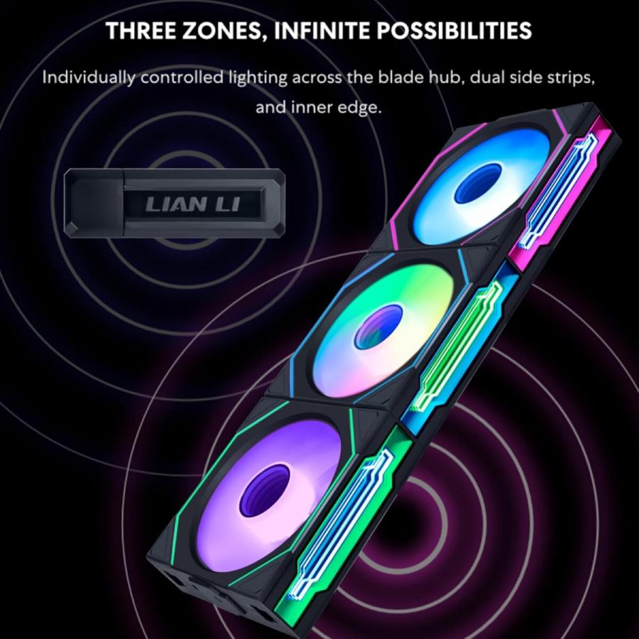Lian Li UNI FAN SL INFINITY Wireless 3-Pack Black aRGB PWM 120mm 0~2200RPM Controller Included