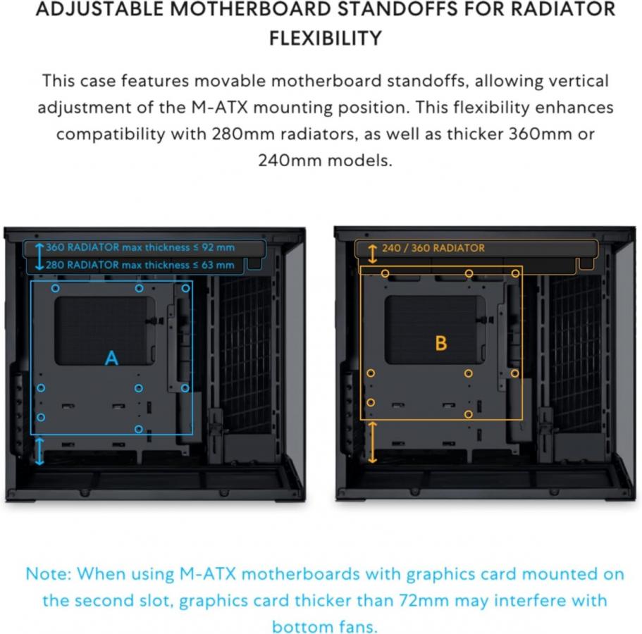 Lian Li O11D Mini V2 BLACK - ATX PC GAMING CASE - IMPROVED AIRFLOW - GPU SUPPORT BRACKET