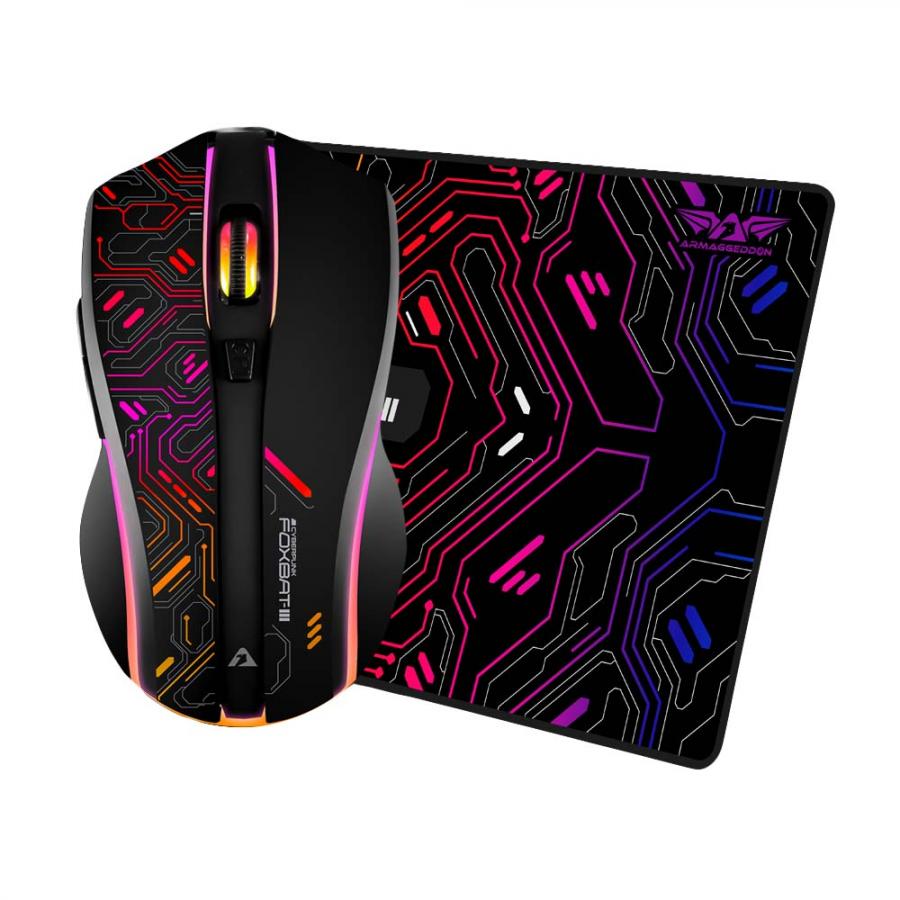 ARMAGGEDDON 2.4G WIRELESS GAMING MOUSE RGB 10000 CPI MIKOYAN FOXBAT-III CYBERPUNK BLACK