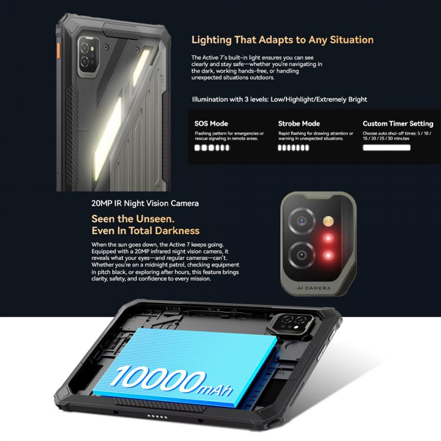 BLACKVIEW OCTA-CORE 4G ACTIVE 7 11' (6GB+128GB) RUGGED TABLET NFC ANDROID 15 BLACK
