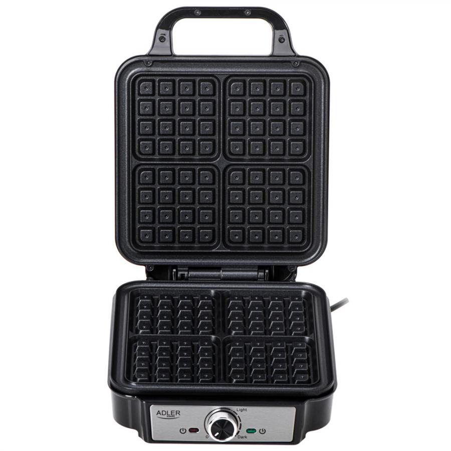 ADLER WAFFLE MAKER 1800W BLACK/SILVER