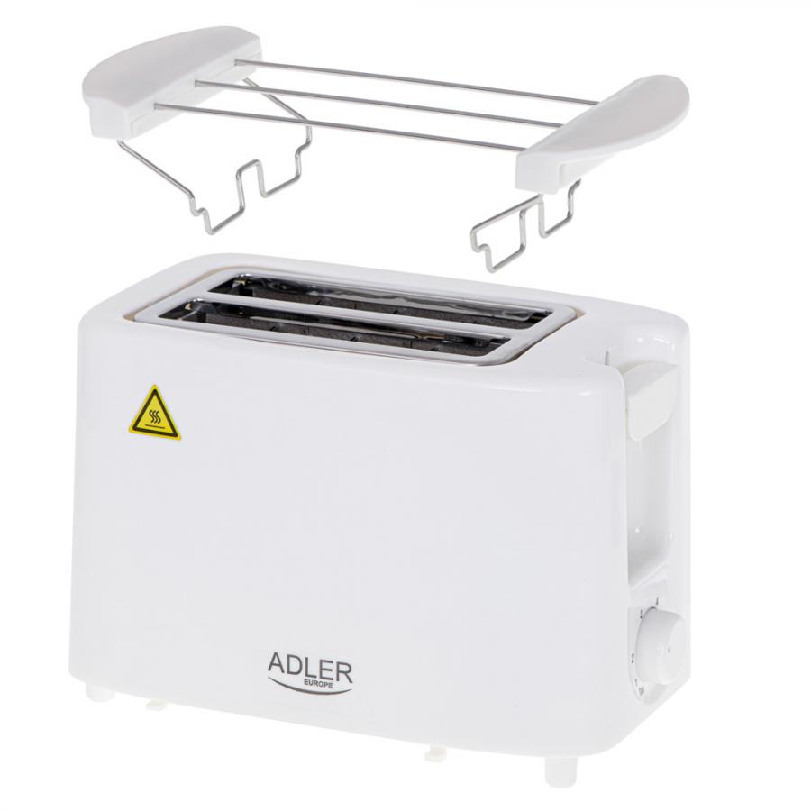 ADLER TOASTER 2 SLICE 900W WHITE