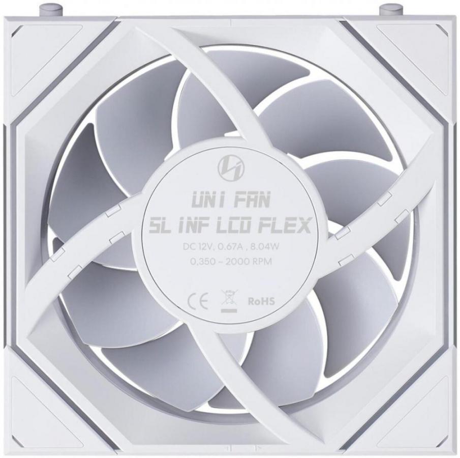 LIAN LI UNI FAN SL INF LCD FLEX - White - Wireless 120 (3pcs & controller) Case Fan