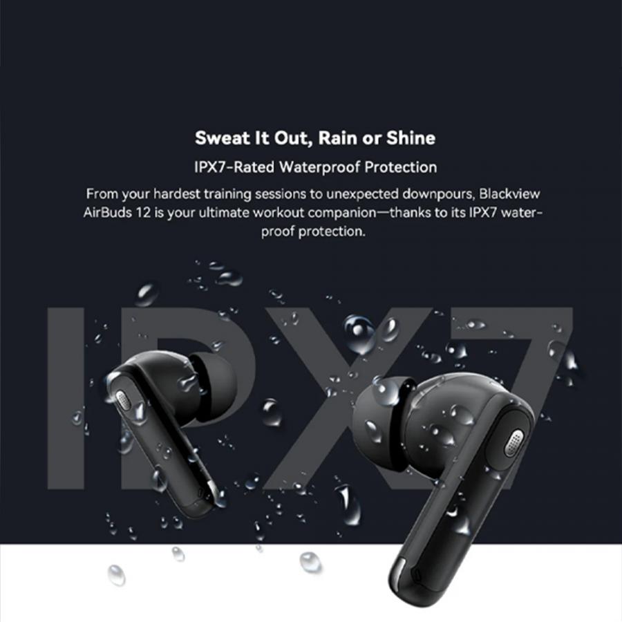 BLACKVIEW ENC BT5.4 AIRBUDS 12 WITH LED SCREEN & CHARGING DOCK BLACK
