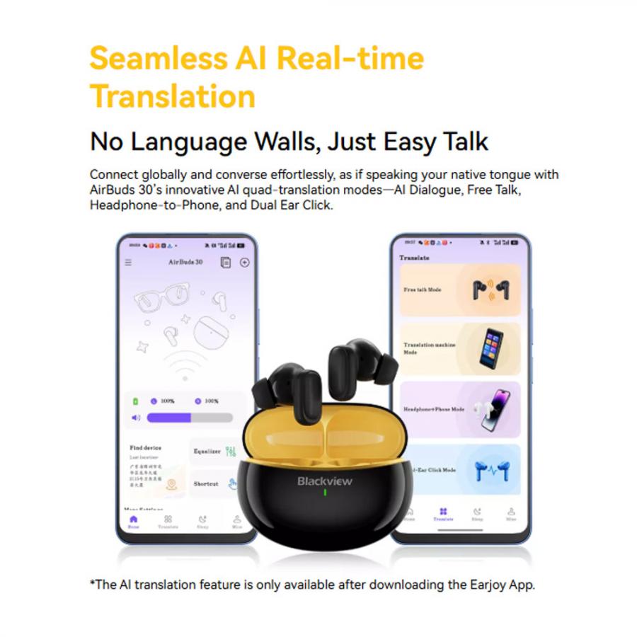 BLACKVIEW BT5.4 ENC EARBUDS WITH AI TRANSLATE FUNCTION BLACK