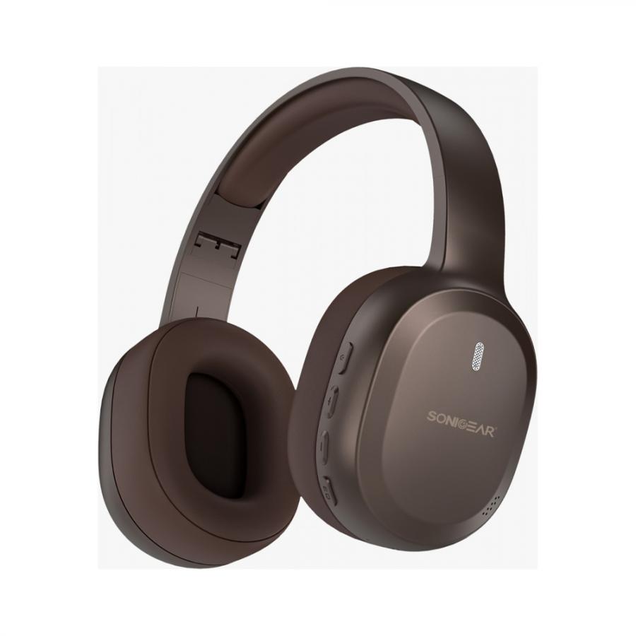 SONICGEAR 2-IN-1 BT6.0 FOLDABLE HEADPHONES AIRPHONE 8 ESPRESSO BROWN