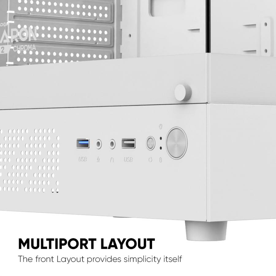 ARMAGGEDDON MICRO-ATX GAMING CASE WITH 3X CHROMA BUILT IN FANS AQUARON DUPLEX 2 CHROMA WHITE