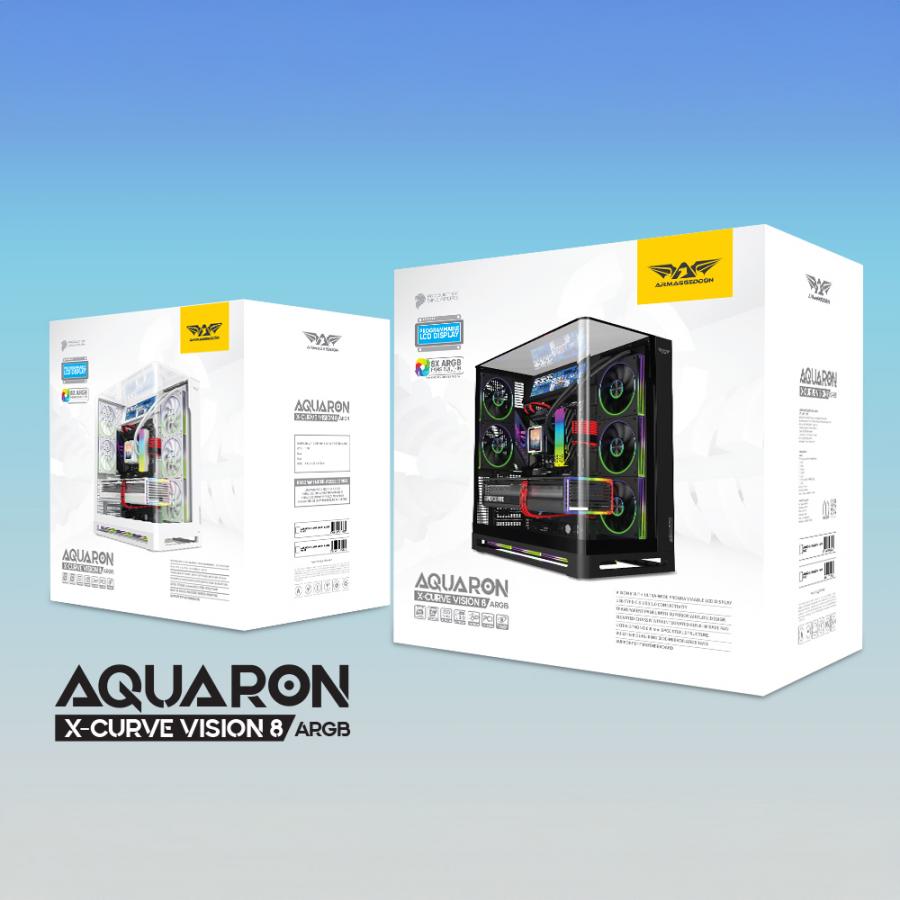 ARMAGGEDDON FULL ATX PC CASE AQUARON X-CURVE VISION 8 ARGB WHITE