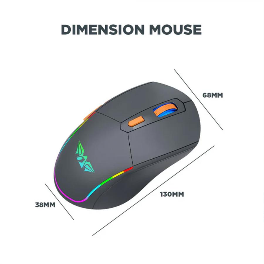 ARMAGGEDDON DUAL MODE GAMING COMBO KEYBOARD AND MOUSE MM-852R DUO STEALTH GREY ORANGE