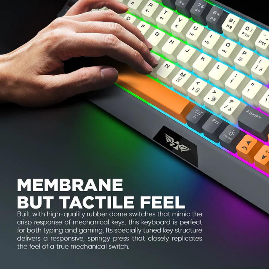 ARMAGGEDDON DUAL MODE GAMING COMBO KEYBOARD AND MOUSE MM-852R DUO STEALTH GREY ORANGE