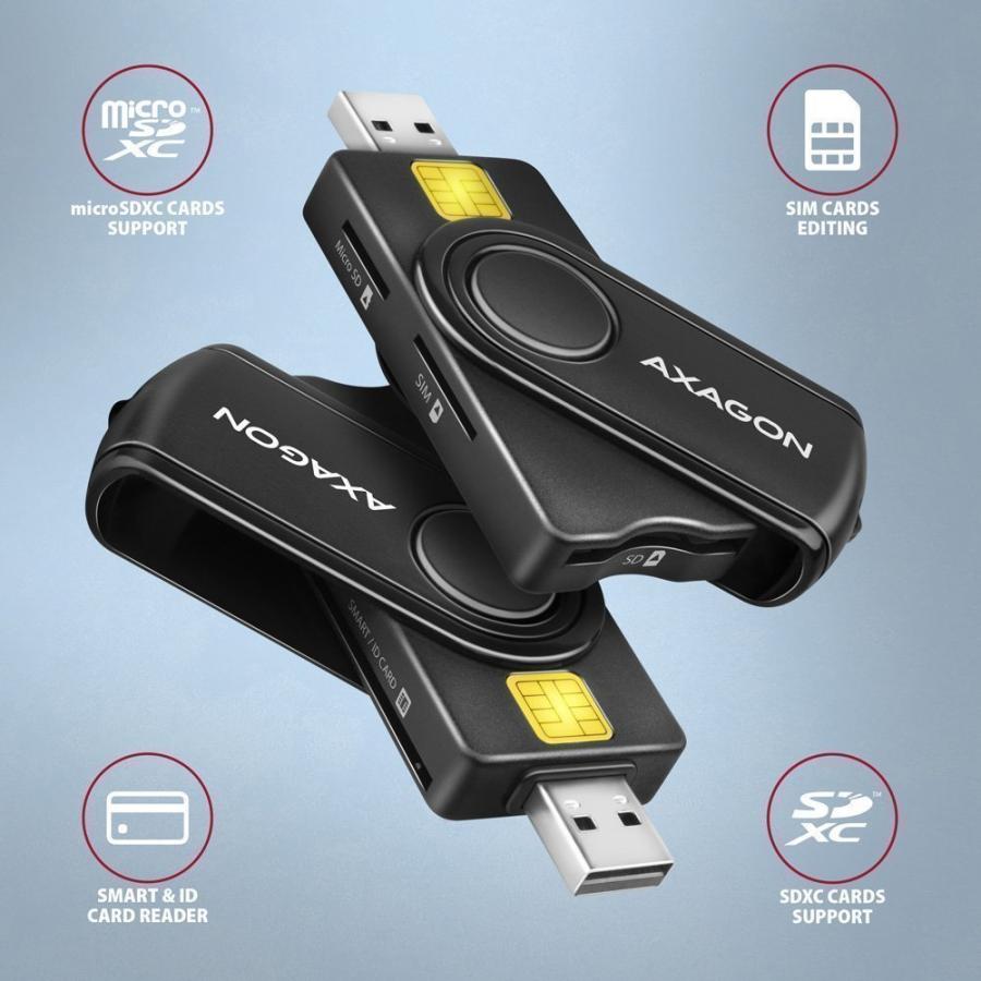 AXAGON CRE-SMP2A USB SMART CARD & SD/MICROSD/SIM CARD POCKETREADER