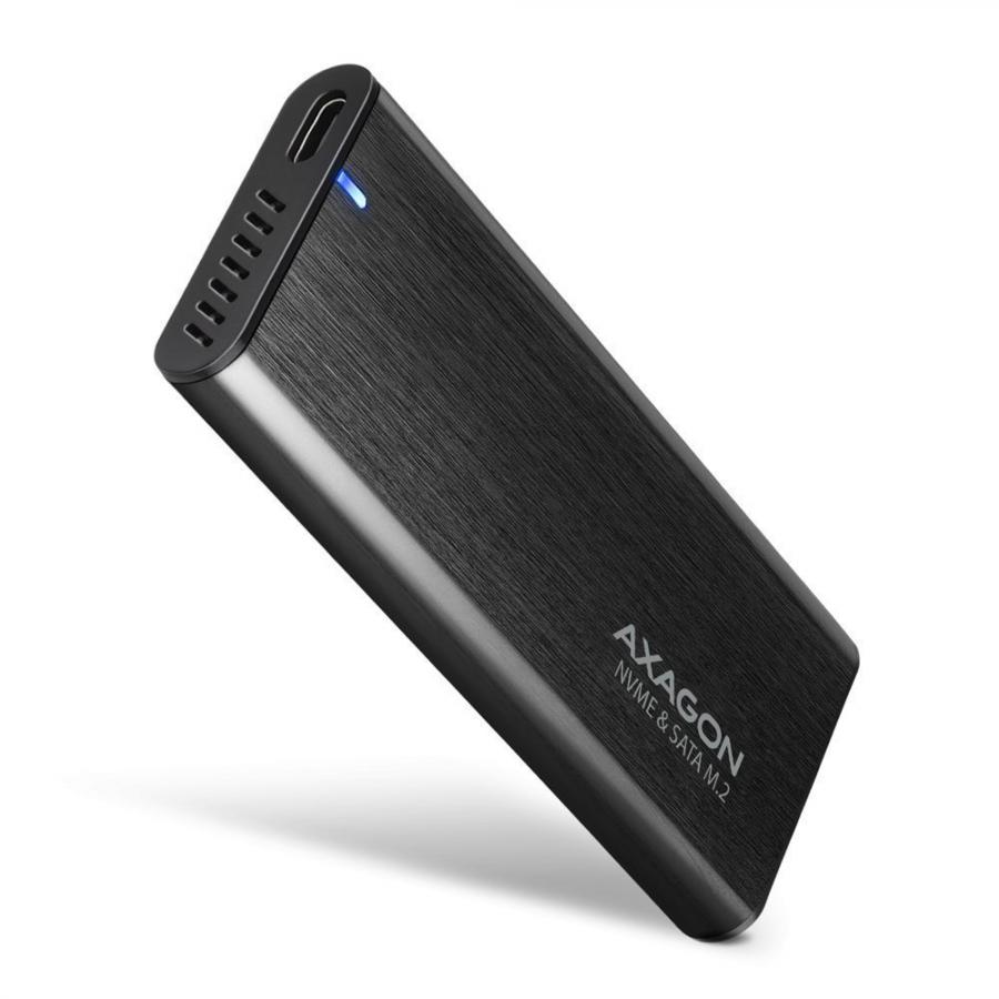 AXAGON  EEM2-SB2 USB-C 3.2 GEN 2 - M.2 NVME / SATA SSD 30-80MM ALU BOX BLACK