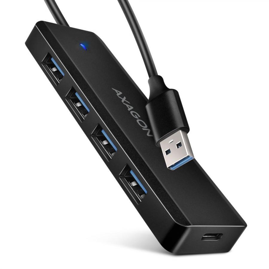 AXAGON HUE-C1A 4X USB3.2 GEN 1 TRAVEL HUB, USB-C POWER IN, W. 20CM TYPE-A CABLE