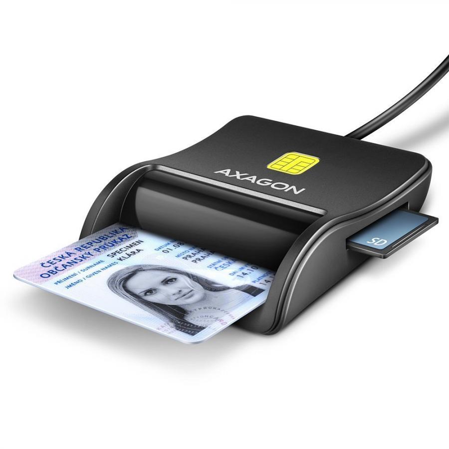 AXAGON CRE-SM3SD USB SMART CARD & SD/MICROSD/SIM CARD FLATREADER