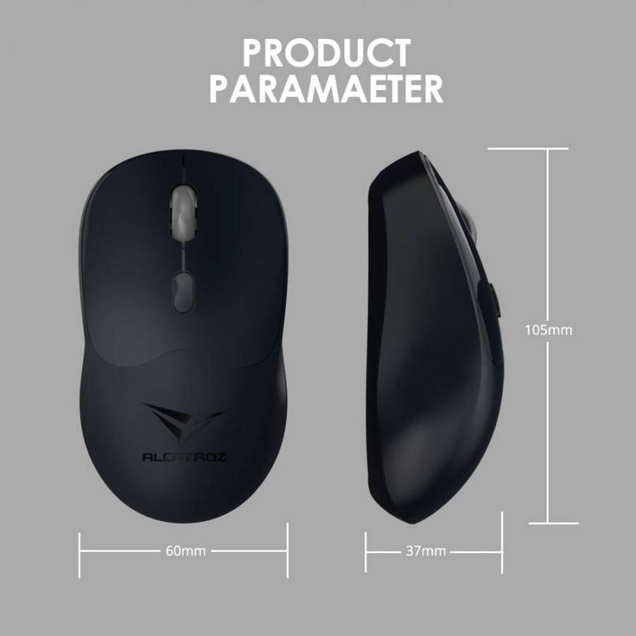 ALCATROZ SILENT BT5.4 WIRELESS MOUSE AIRMOUSE DUO 6R SLATE
