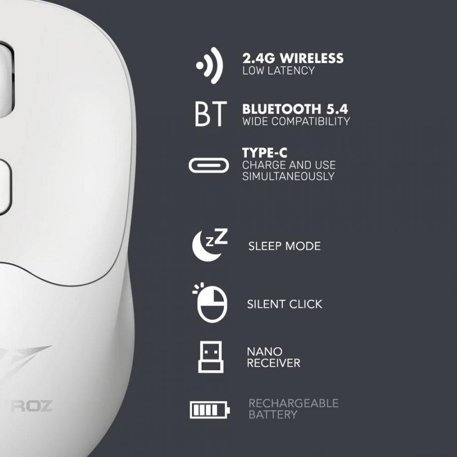 ALCATROZ SILENT BT5.4 WIRELESS MOUSE AIRMOUSE DUO 6R SLATE
