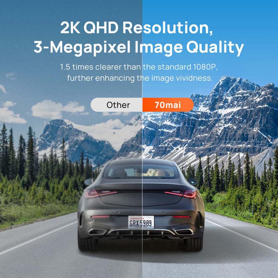 70mai M310 Plus 2k Dash Cam - 2k resolution 2560 x 1440