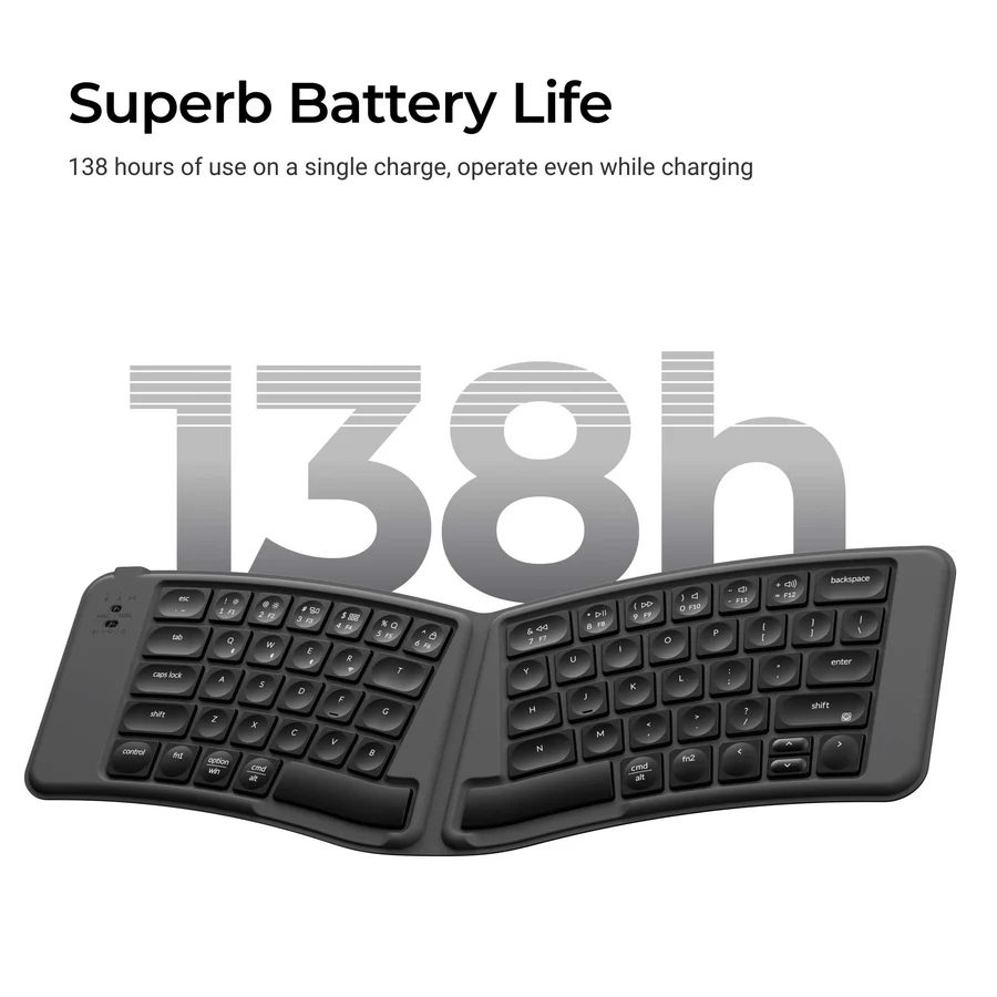 Keychron B11 Pro (B11P-K1) Ultraslim Wireless BT Foldable Keyboard Online customization - Gray US La