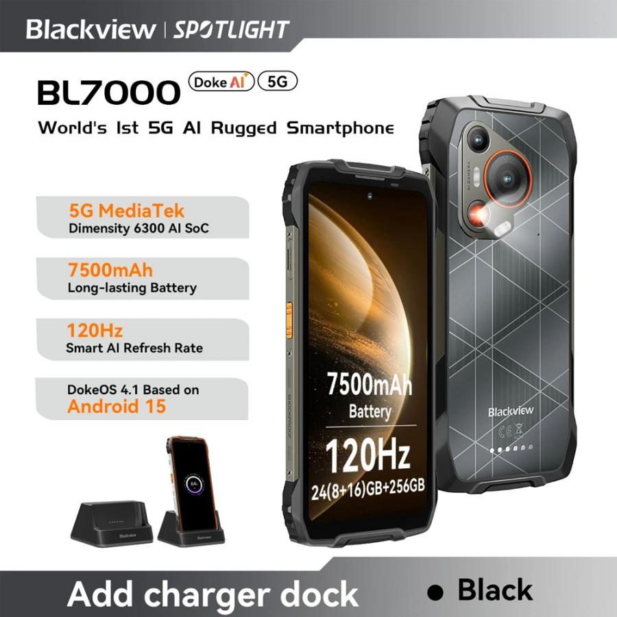 BLACKVIEW DUAL 5G RUGGED SMARTPHONE (8GB+256GB) BL7000 NFC WITH CHARGING DOCK BLACK