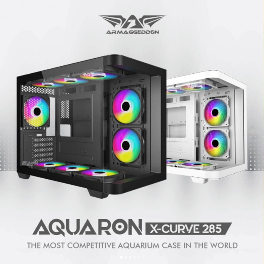 ARMAGGEDDON MICRO ATX STEEL PC CASE AQUARON C-CURVE 285 FULLY WHITE