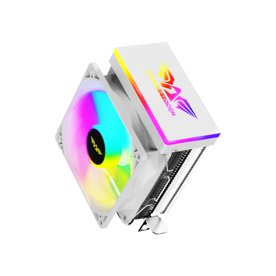 ARMAGGEDDON RGB SILENT 9CM CPU COOLING FAN 2 HEAT PIPES WHITE