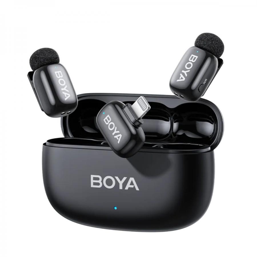BOYA mini 2 iPhone Lightning - 2,4GHz 2mic Wireless AI-ANC Mic w. Charging Box Mono/stereo/safety-tr
