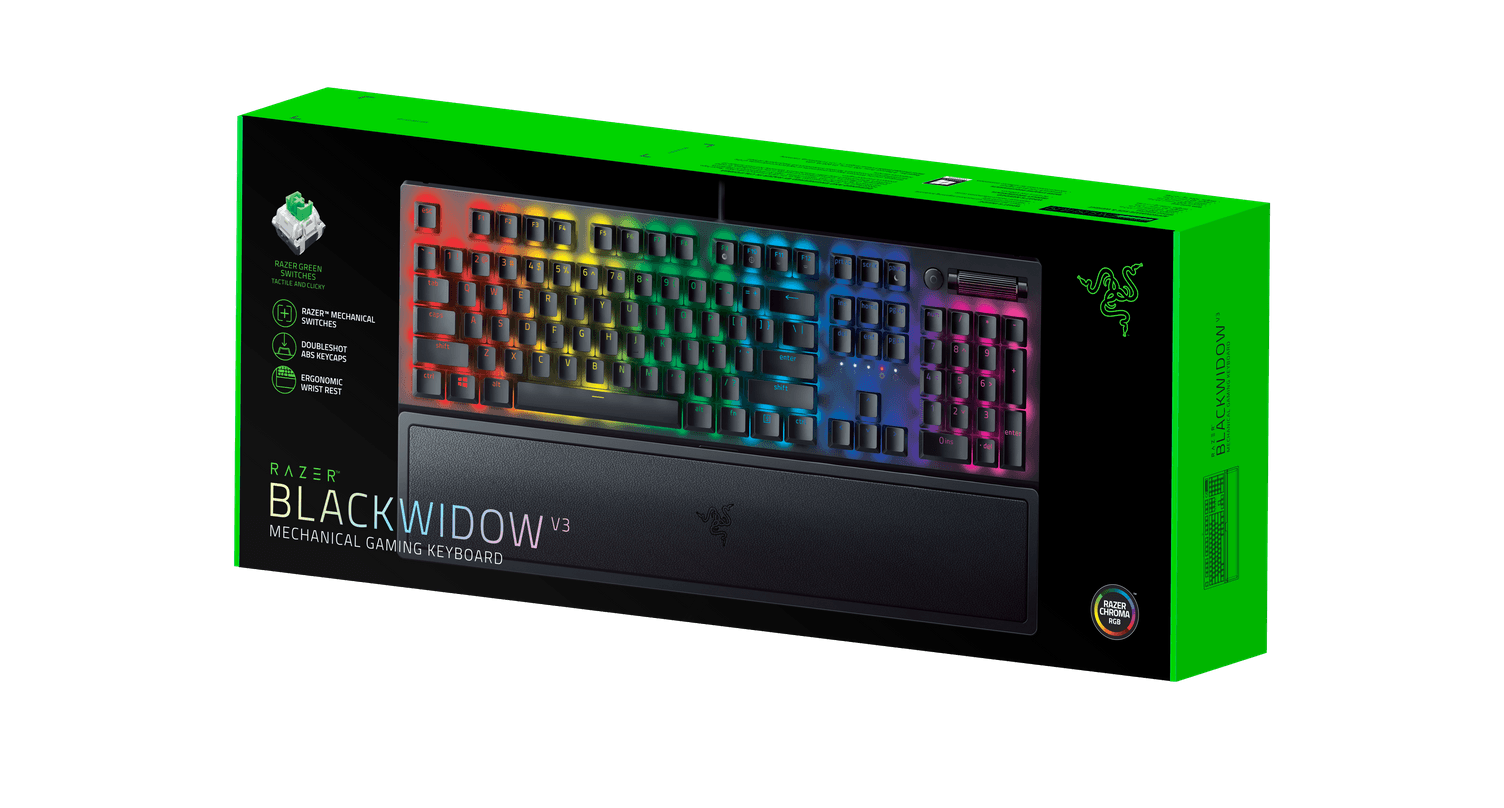 Razer BlackWidow V3 - Mechanical Keyboard (Green Switch) - Wrist Rest - GR Layout
