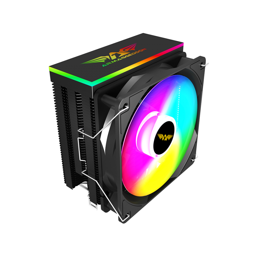 ARMAGGEDDON ARGB SILENT 12CM CPU COOLING FAN 6 HEAT PIPES BLACK