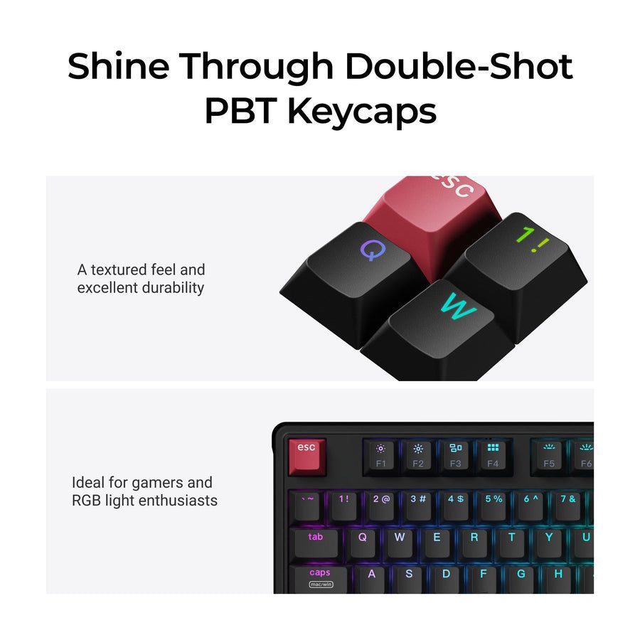 Keychron C3 Pro (C3PX-H1) QMK/VIA Mechanical Red Switch - 8K Polling Rate Hot Swap. 80% US RGB