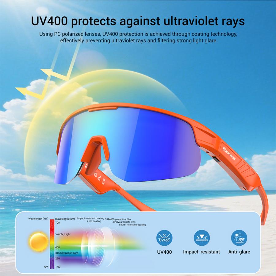 BLACKVIEW BT6.0 CYCLING SMART GLASSES UV400 PROTECTION IP54 BLACK