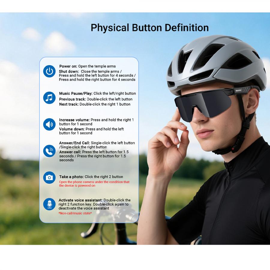 BLACKVIEW BT6.0 CYCLING SMART GLASSES UV400 PROTECTION IP54 BLACK
