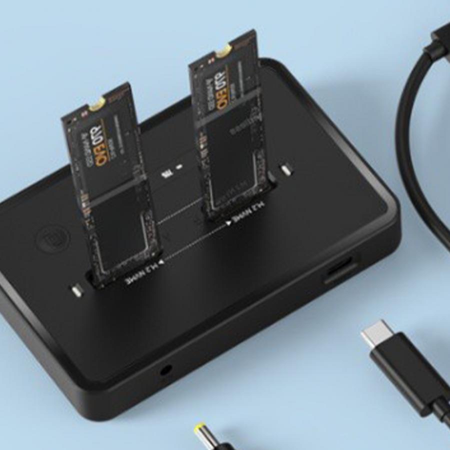 GEMBIRD DUAL DRIVE USB TYPE-C M2 SATA & NVME SSD DOCKING STATION BLACK
