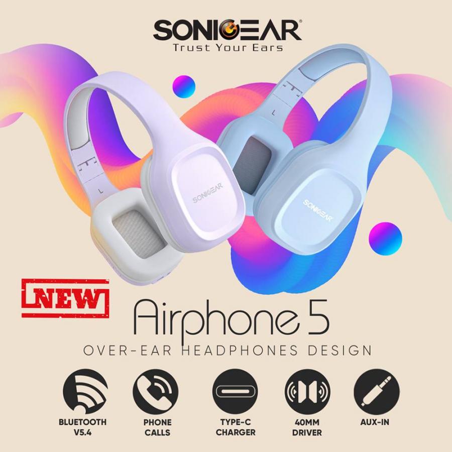 SONICGEAR BT5.4 OVER-EAR HEADPHONES AIRPHONE 5 CARBON
