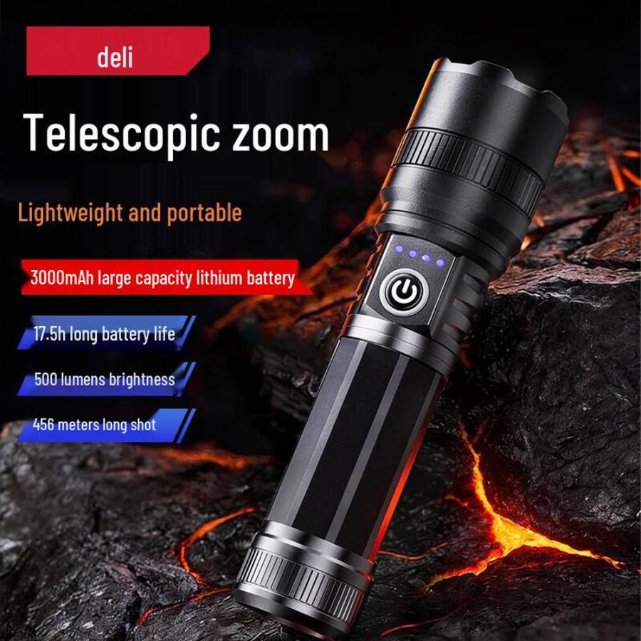 DELI FLASHLIGHT 500LM BLACK