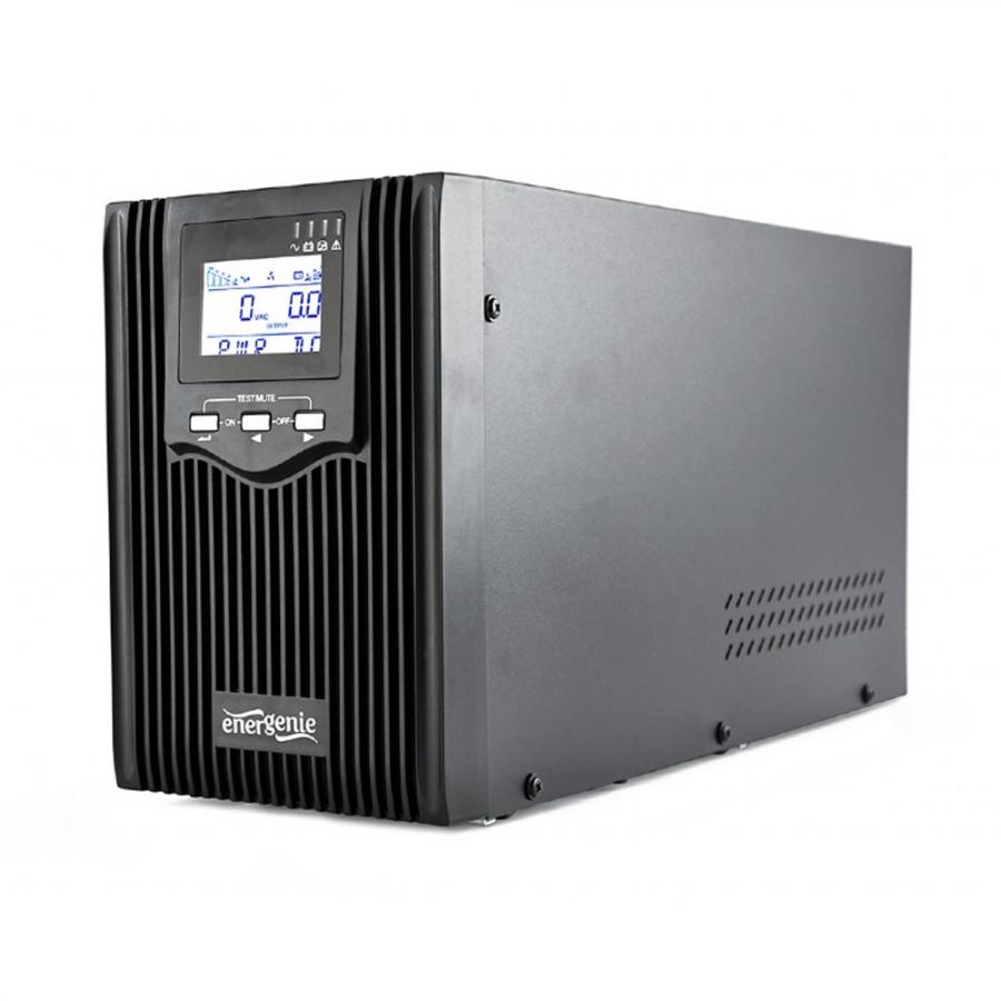 ENERGENIE 2000 VA PURE SINE WAVE UPS, LCD DISPLAY, 2 X SCHUKO + 3 X C13 OUTPUTS, USB, BLACK