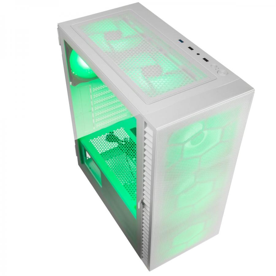 Kolink Observatory HF Mesh ARGB Midi Tower Case - White (with 6 ARGB fans - 3x140mm & 3x120mm ) With Black Frame Glass (Open Box)