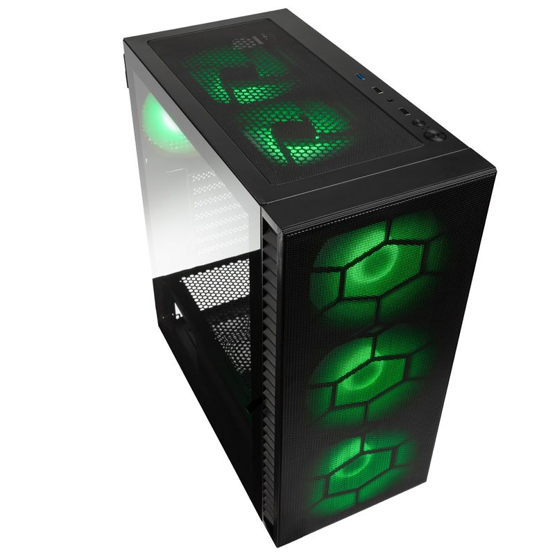 Kolink Observatory HF Plus Mesh ARGB PWM Midi Tower Case Black with 6x ARGB PWM Fans (5x140mm 1x120)