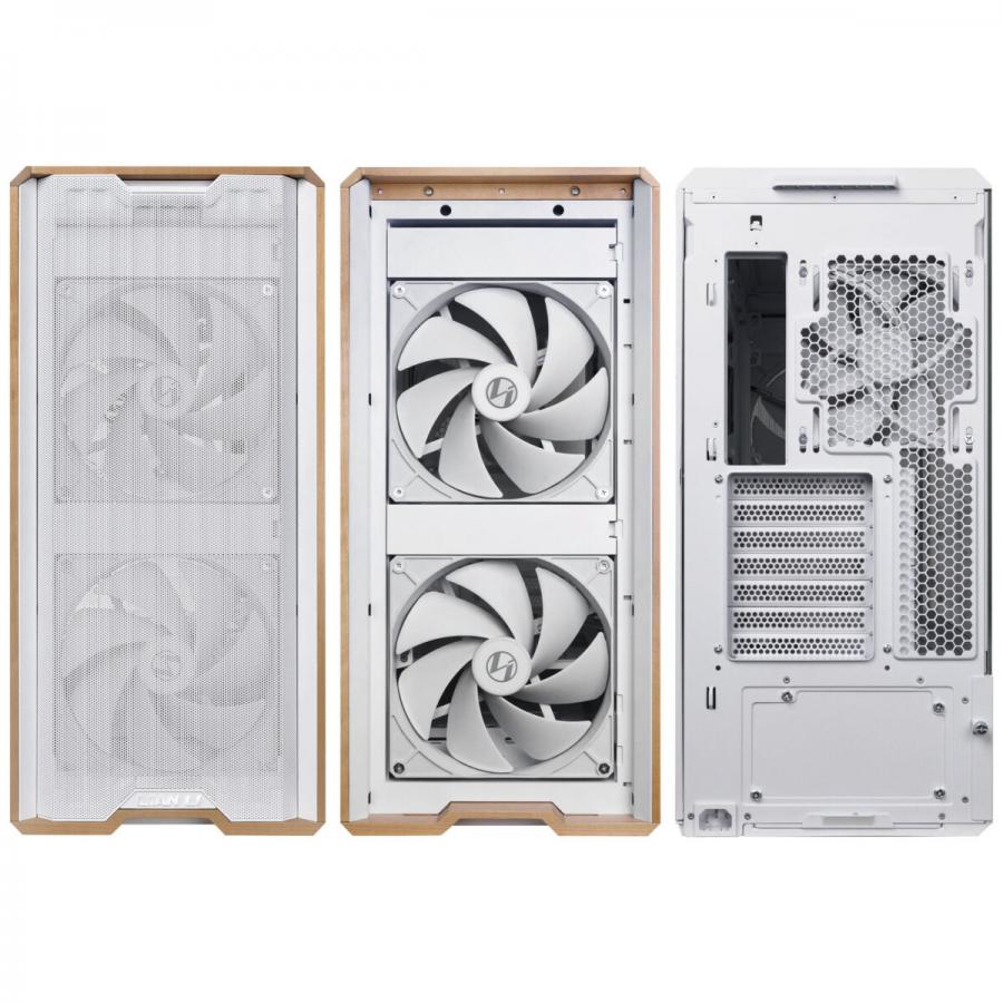 Lian Li LANCOOL 217 White - Wood Accent - ATX PC Case (5 FANS) 2 x 170mm, 1 x 140mm & 2 x 120mm PWM