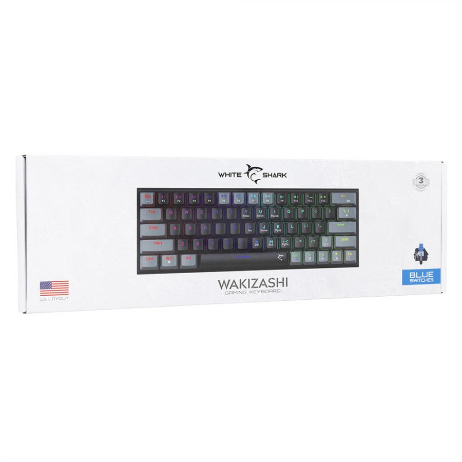 WHITE SHARK MECHANICAL KEYBOARD GK-002121V2 US BLUE SWITCH WAKIZASHI-2 BLACK/GREY