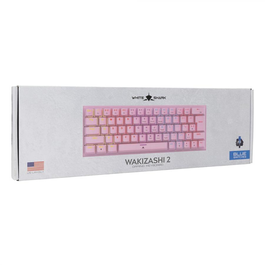 WHITE SHARK MECHANICAL KEYBOARD GK-002421V2 US BLUE SWITCH WAKIZASHI-2 PINK