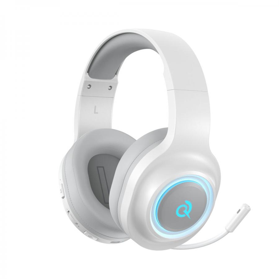 QCY Heroad V200 Wireless Quad White - Bluetooth & WiFi & USB-A & USB-C RGB Gaming Headset PS4/PS5/PC
