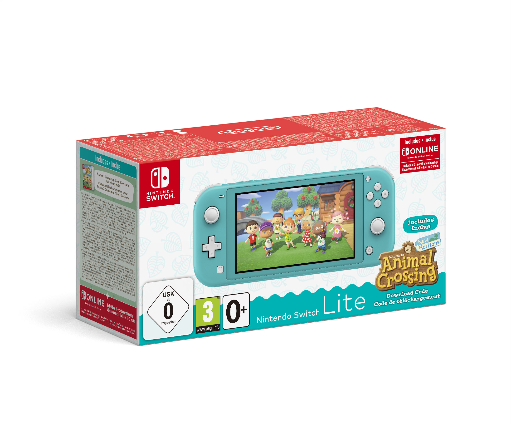 Nintendo Switch Console Lite Turquise + Animal Crossing +  3 Months Nintendo Subscription G/R