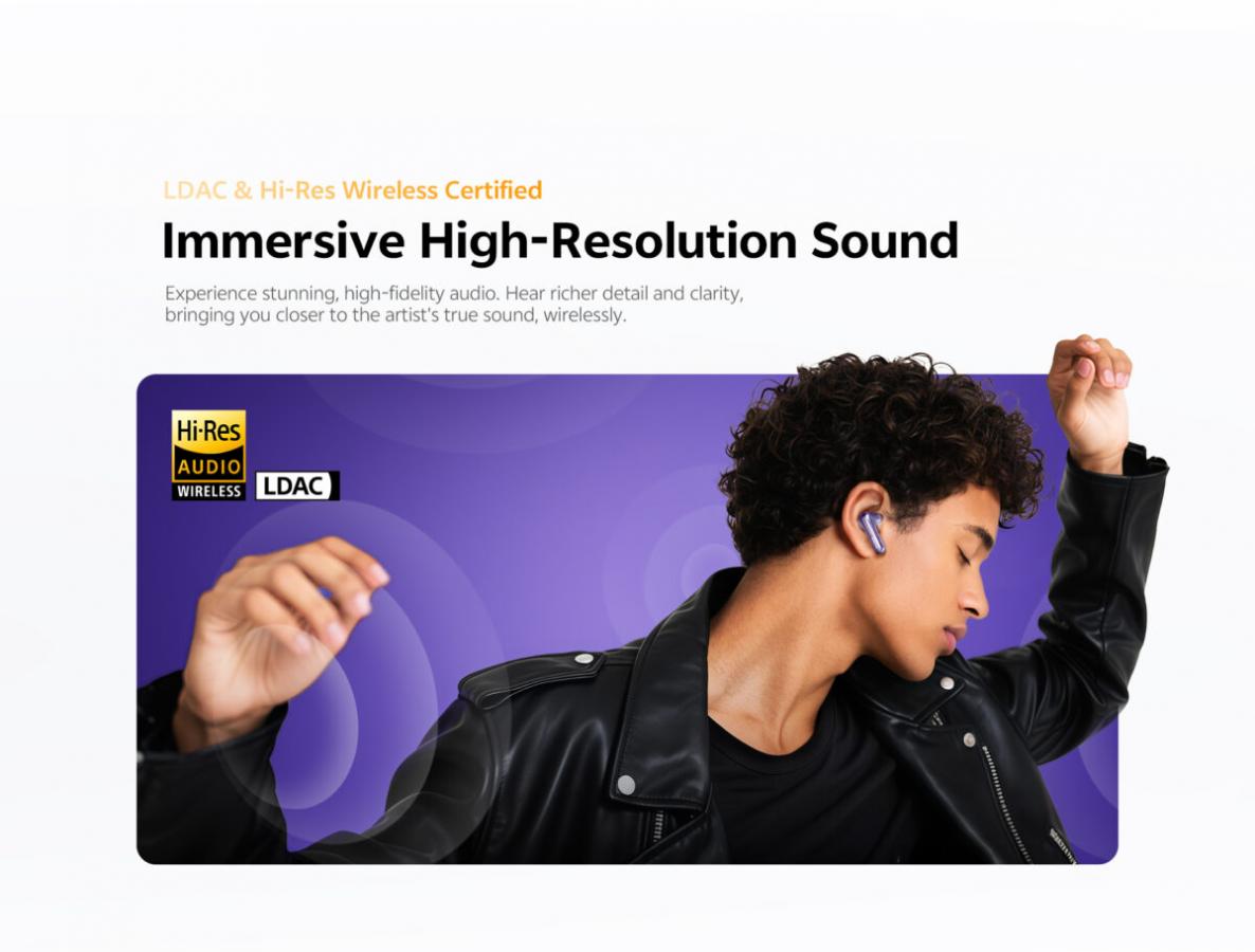QCY Melobuds N70 ANC Black - 55db ANC TWS Flagship Hi-Res Earbuds LDAC BT 6.0 IPX5 Wireless charge