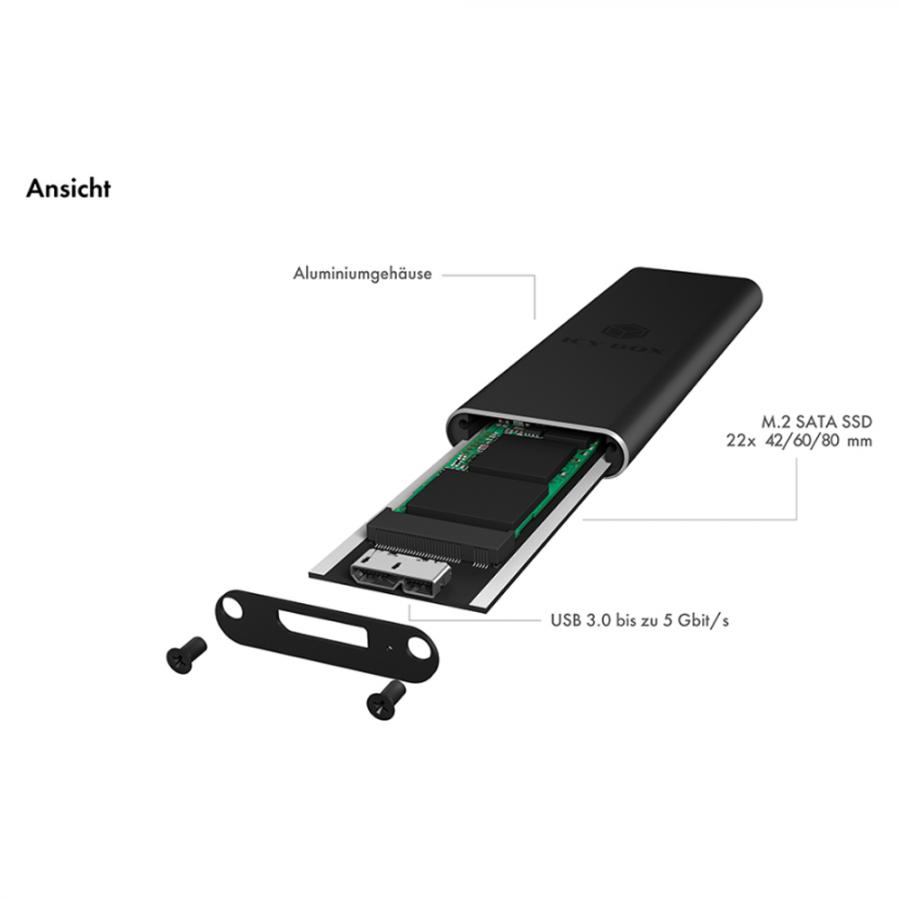 ICY BOX TYPE-C 3.1 GEN2 ENCLOSURE FOR M.2 SSD BLACK