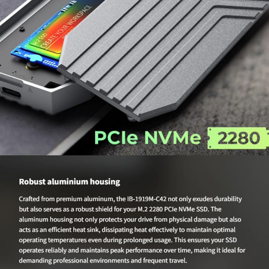 ICY BOX TYPE-C USB4 GEN3x2 M.2 NVMe SSD ENCLOSURE M-KEY SILVER