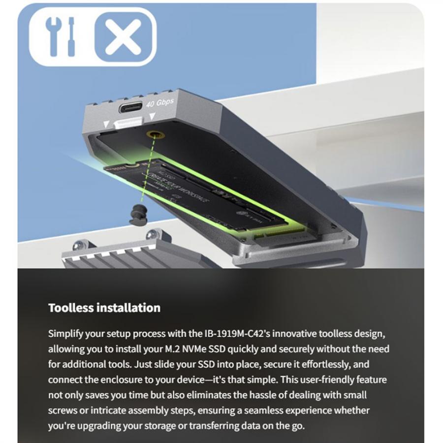 ICY BOX TYPE-C USB4 GEN3x2 M.2 NVMe SSD ENCLOSURE M-KEY SILVER